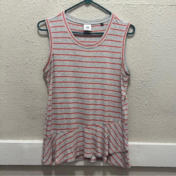 CAbi Grey and Orange Striped Sleeveless Top Small - Picture 1 of 6